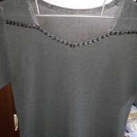 Дамска блузка черна полупрозрачна с къс ръкав, снимка 1 - Тениски - 29007788