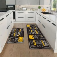 Черен кухненски килим с обикновена шарка на пица, 4размера , снимка 4 - Пътеки - 42978065