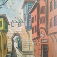 Голяма картина Стария град Пловдив 95см , снимка 2 - Картини - 43339554