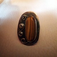 Уникален авторски сребърен масивен пръстен с тигрово око, снимка 2 - Пръстени - 28426085