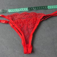 L/XL еротични червени бикини силно изрязанис регулация на талията, снимка 4 - Бельо - 43173360