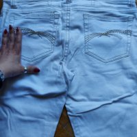 Бели еластични дънки с камъни "Malibu"® / L - 2XL, снимка 5 - Къси панталони и бермуди - 32928536