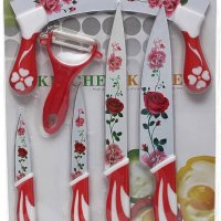 Комплект ножове с керамичен чопър и белачка - 6 части., снимка 1 - Аксесоари за кухня - 42987168