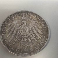 Монета Dret Mark 1911, Wilhelm II Deutscher Kaiser, снимка 2 - Нумизматика и бонистика - 38877387