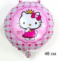 Hello Kitty Кити кръгъл фолио фолиев балон хелий и въздух парти рожден ден, снимка 1 - Други - 27968725