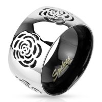 Медицинска стомана пръстен с рози, снимка 1 - Пръстени - 43249725
