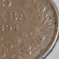 Сребърна монета 5 лева 1894г. Княжество България Княз Фердинанд първи 43044, снимка 4 - Нумизматика и бонистика - 43951267