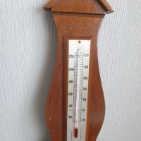 Стар голям ангийски барометър и термометър, снимка 2 - Антикварни и старинни предмети - 40795100