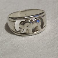 Стар Дамски сребърен пръстен със слонче  за да ви носи щастие и късмет., снимка 1 - Пръстени - 35585271