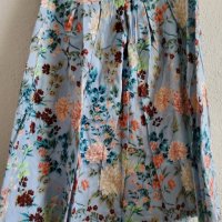 Светлосиня памучна пола с красив флорален десен, снимка 3 - Поли - 37741040