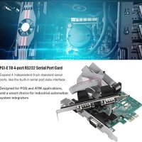 конверторна карта PCI-E 4-портова RS232 карта със сериен порт, снимка 1 - Видеокарти - 43591206