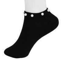 Дамски чорапки до глезена декорирани с бели перлички, снимка 3 - Дамски чорапи - 40603905