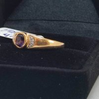 Златен пръстен с естествен Аметист-2,23гр/18кр, снимка 2 - Пръстени - 40575123
