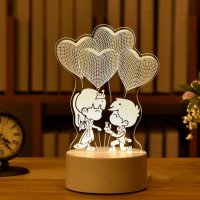 Романтична 3D акрилна настолна нощна лампа-сувенир/подарък за различни поводи, снимка 5 - Настолни лампи - 43715865