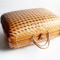 Тъкан бамбуков куфар Плетен куфар Плетен куфар за съхранение Калъф за съхранение Плажна вила Пътна ч, снимка 6 - Други ценни предмети - 39109016