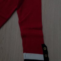Червена блуза тънко фино памучно плетиво със 7/8 ръкав, снимка 2 - Блузи с дълъг ръкав и пуловери - 34772326