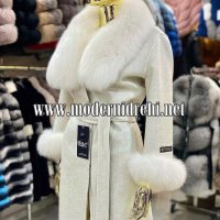 Дамско луксозно палто кашмир вълна и лисица код 138, снимка 1 - Якета - 37801467