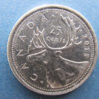 Канада- 25 цента,2015 г., перфектна, снимка 1 - Нумизматика и бонистика - 28409405