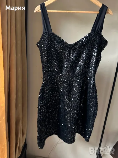 Черна рокля с пайети Chou Chou Dress, снимка 1