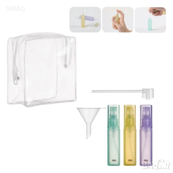 Комплект цветни спрей бутилки за пътуване с инструменти – 24 мл, 5 бр._1246194, снимка 1