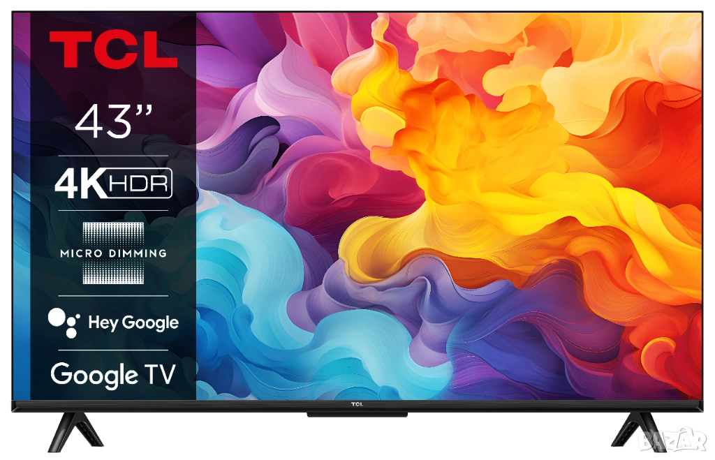 43'' Смарт 4К Телевизор TCL 43P69B, Android TV, Wi-Fi + Bluetooth, снимка 1