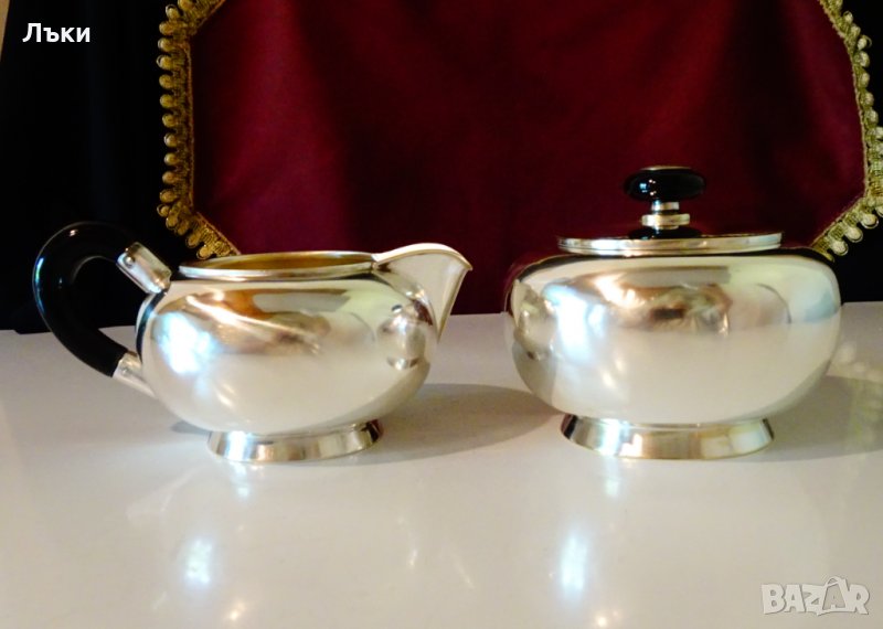 Посребрена кана,каничка и захарница,маркировка. , снимка 1