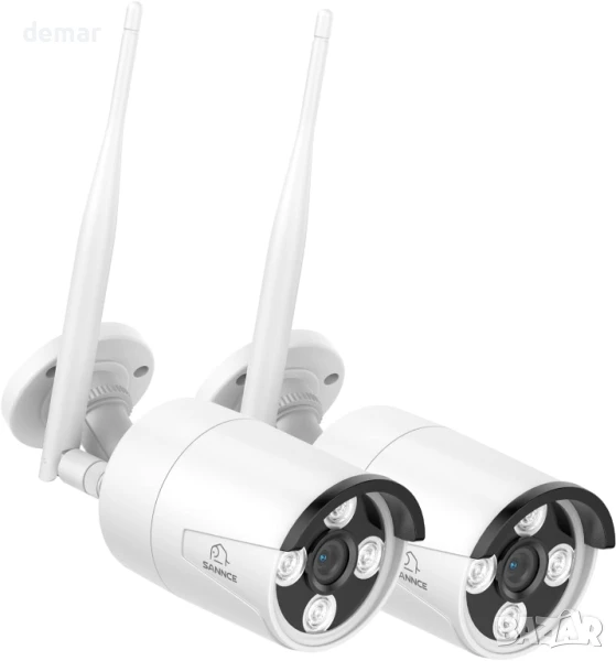 SANNCE 4K Безжични CCTV камери 2 броя за N98WHG 4K NVR, IP66, снимка 1