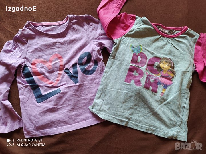 104-110 Лот 2 тънки блузки с дълъг ръкав Дора изследователката, снимка 1