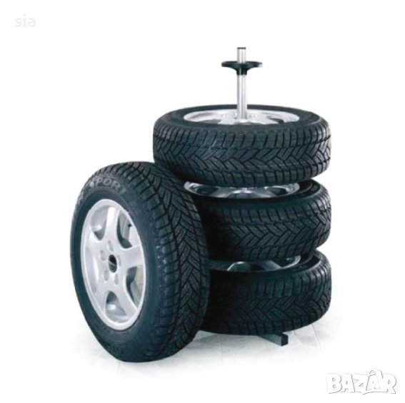 Стойка за гуми, за 4бр гуми до 100кг, Поставка за съхранение на гуми за автомобил, снимка 1