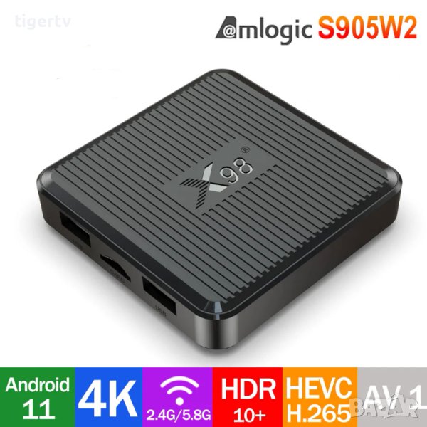 Android TV Box X98Q, Android 11, Dual WIFI, Bluetooth, AV1 Гаранция 1 г, снимка 1