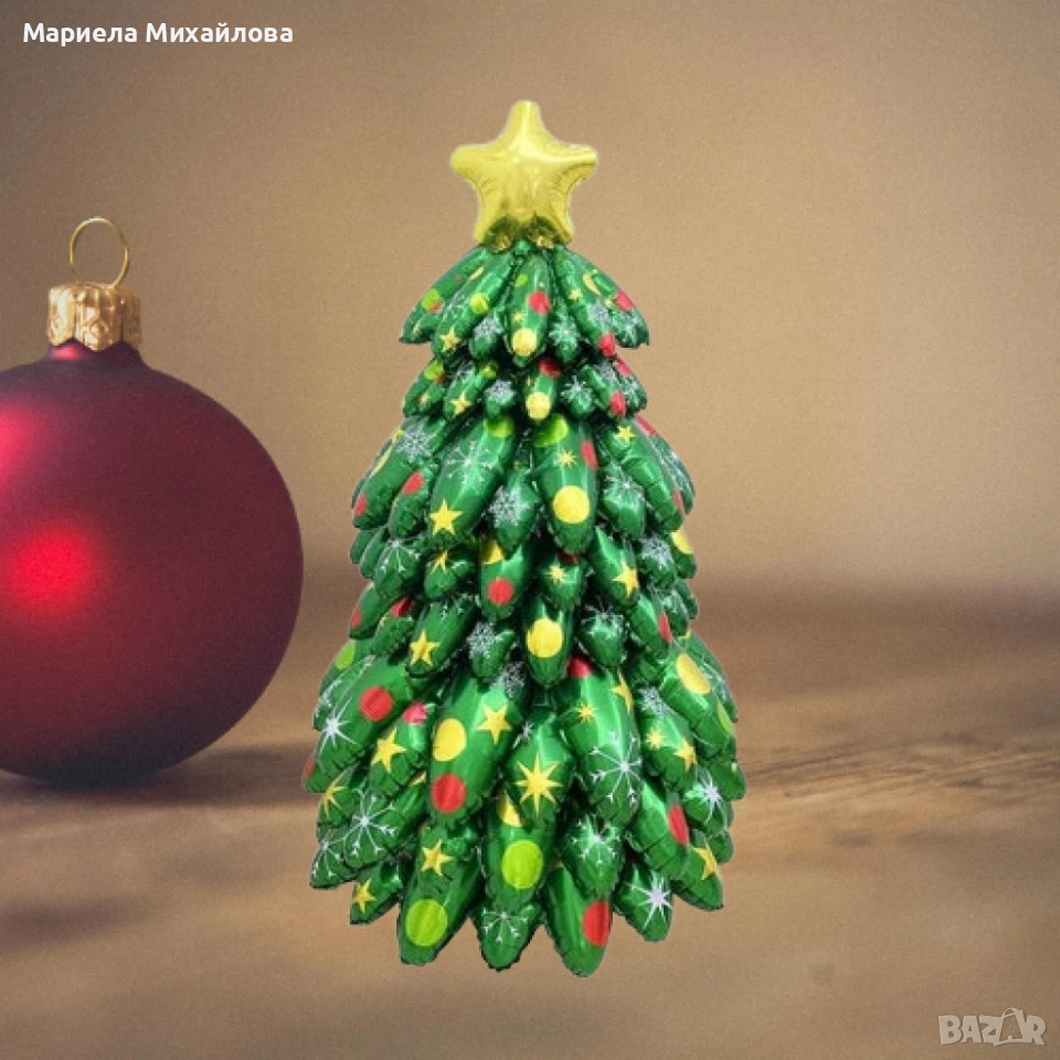 Коледни балони 9 части - 3D Коледна елха с цветни ярки акценти!, снимка 1