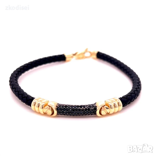 Златна гривна с кожа 7,47гр. 20,0см. 14кр. проба:585 модел:33727-5, снимка 1