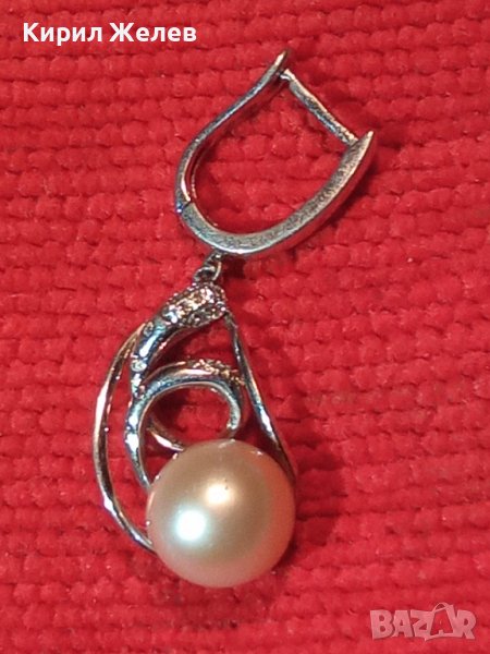 МАРКОВА СРЕБЪРНА ПЕРЛЕНА ОБЕЦА СРЕБРО S 925 с БЯЛА ПОЗЛАТА и ГОЛЯМА ЕСТЕСТВЕНА БЯЛА ПЕРЛА 26464, снимка 1