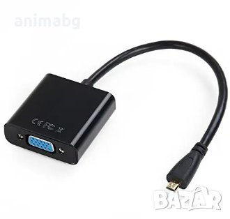 ANIMABG Micro HDMI към VGA преобразувател адаптер за връзка на PC компютър Laptop лаптоп таблет с мо, снимка 1