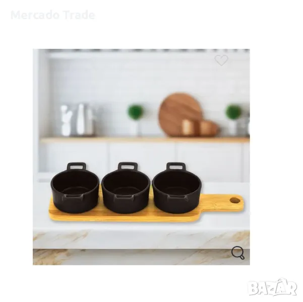 Комплект купички за ядки или разядки Mercado Trade, 3бр., С поставка, Черен, снимка 1