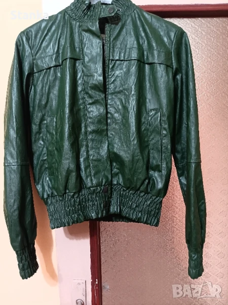 Зелено кожено яке- Zara, снимка 1
