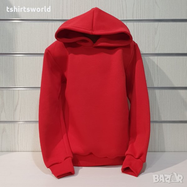 Нов детски суичър в червен цвят с качулка, снимка 1