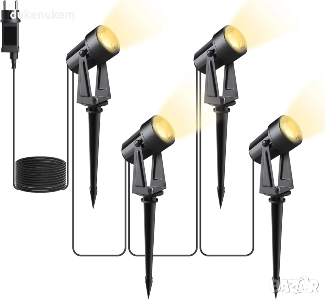 LED градински прожектори, 4x3W, 14M, топла светлина 3000K, снимка 1