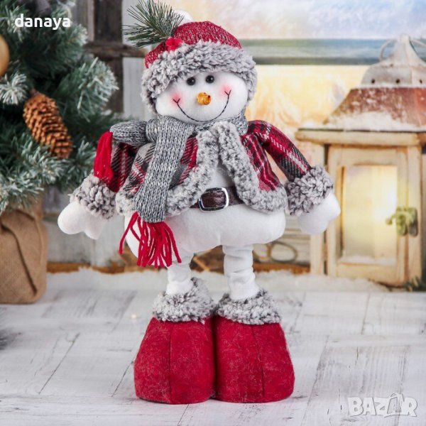3265 Декоративна коледна фигура Снежко с разтягащи се крака 37-58см, снимка 1