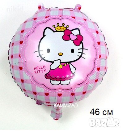 Hello Kitty Кити кръгъл фолио фолиев балон хелий и въздух парти рожден ден, снимка 1