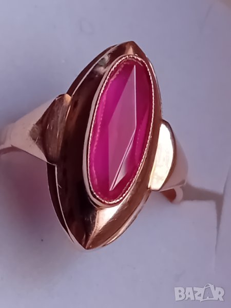Антикварен руски златен пръстен с рубин, снимка 1