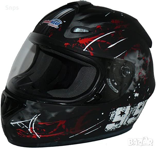 Каска за мотор protectWEAR, street design черно/червено, S 55-56 см, снимка 1