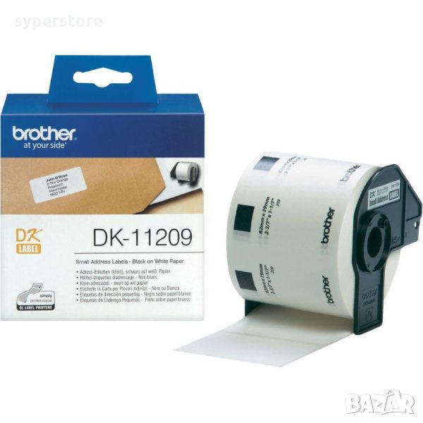 Етикети Brother DK-11209 800 етикета 29mmx62mm Small Paper Labels Brother QL-500 QL-550, снимка 1