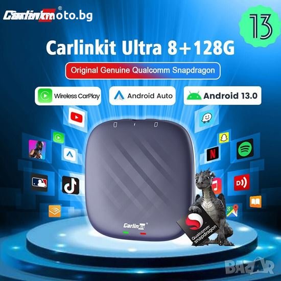 Адаптер CarlinKit, AI TBox PLUS, операционна система Android 13 4G SIM, 8GB RAM, 128GB ROM вътрешна, снимка 1