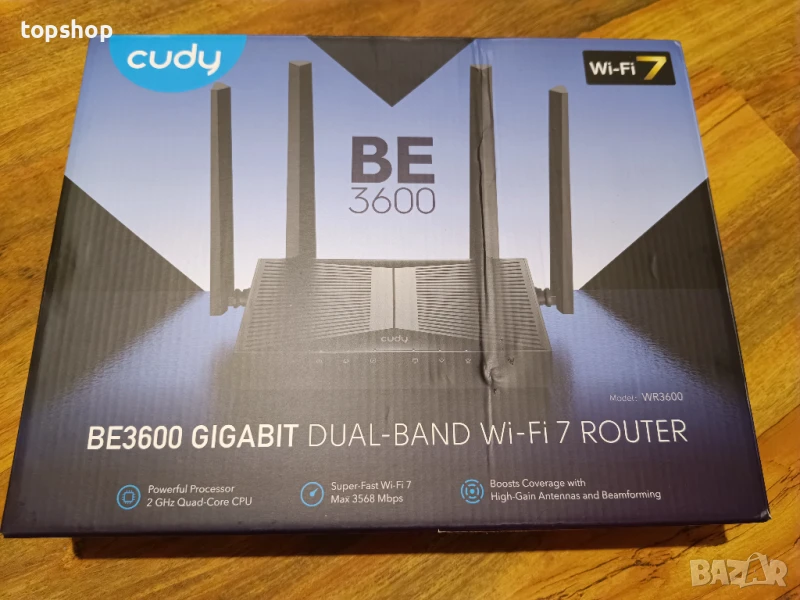 Нов Cudy BE3600 WiFi 7 Gigabit 4 Stream Dual Band Router рутер WR3600 MU-MIMO в 4 антени, VPN..., снимка 1