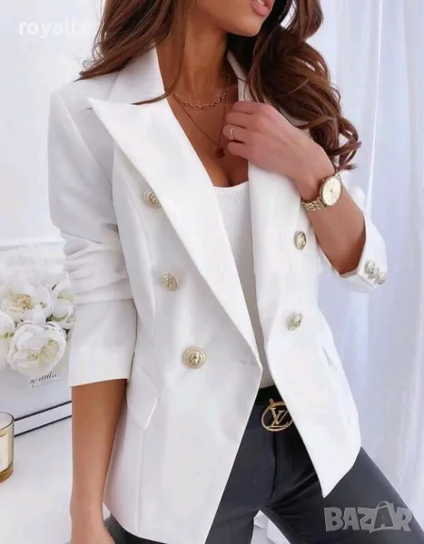 Дамско бяло сако с копчета , снимка 1