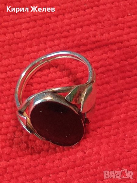 Старинен СКЪПОЦЕНЕН ФЛОРАЛЕН СРЕБЪРЕН РЕТРО АРТ НУВО ПРЪСТЕН ВИСОКА ПРОБА СРЕБРО с ЧЕРЕН ОНИКС 30173, снимка 1