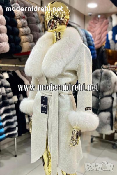 Дамско луксозно палто кашмир вълна и лисица код 138, снимка 1