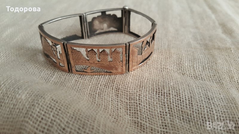 Старинна арабска гривна -сребърна с позлата, снимка 1