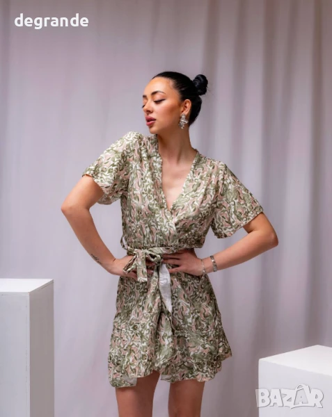 Зеленикаво розова ежедневна рокля, снимка 1